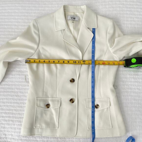 New Le Suit Women's 2 Piece Single Breasted Blazer and Pant Suit Set in Ivory 8 - Picture 8 of 14